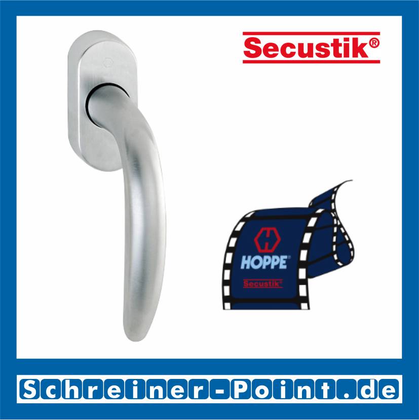 Hoppe Atlanta Messing Fenstergriff, F41-R verchromt satiniert-Resista® Secustik, M0530/US956, 2096552